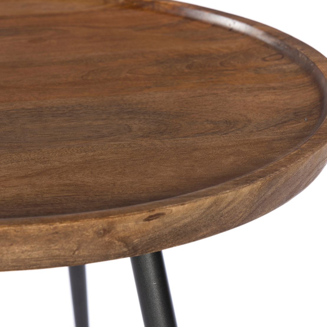 PENCIL 60 COFFEE TABLE WOOD MANGO WALNUT METAL BLACK 60x60xH40cm IN