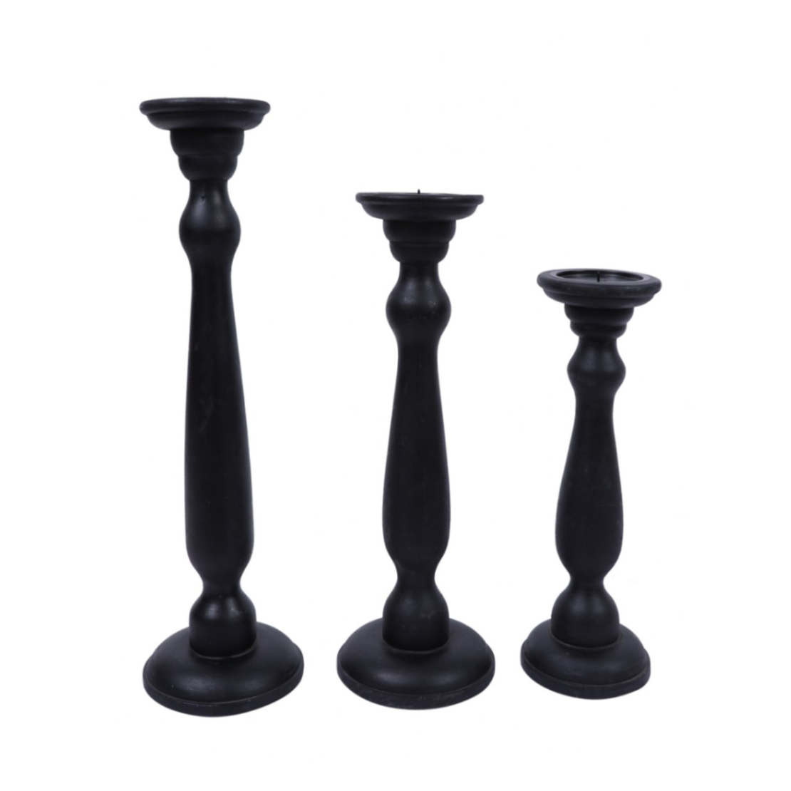 OTRERA CANDLE HOLDER WOOD MANGO BLACK D15xH45cm IN
