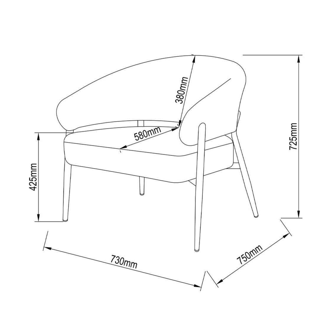 MORITZ ARMCHAIR FABRIC TERRACOTTA METAL BLACK E1 PRC