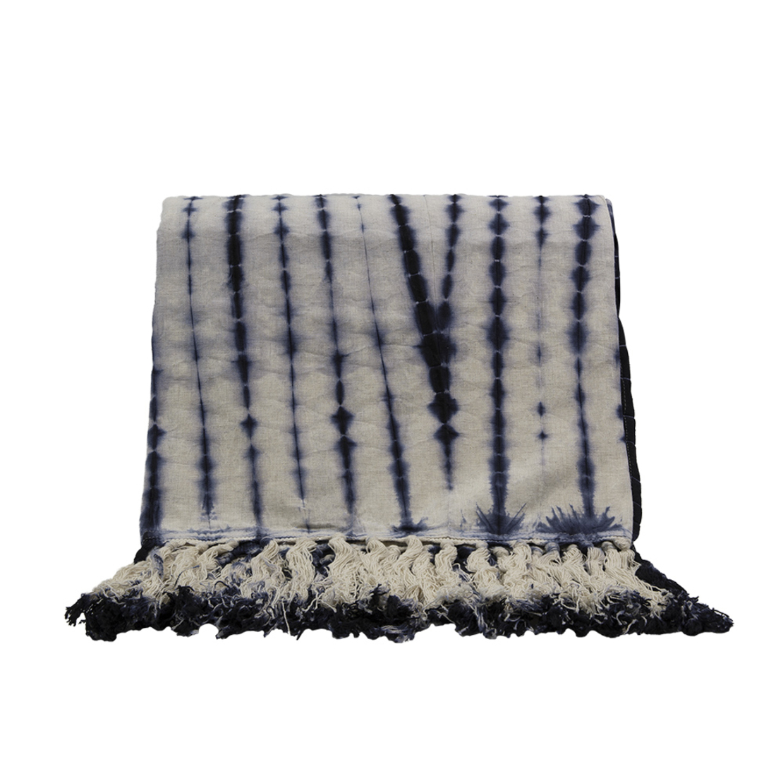 AGADIR THROW COTTON BLUE WHITE 150x230cm IN