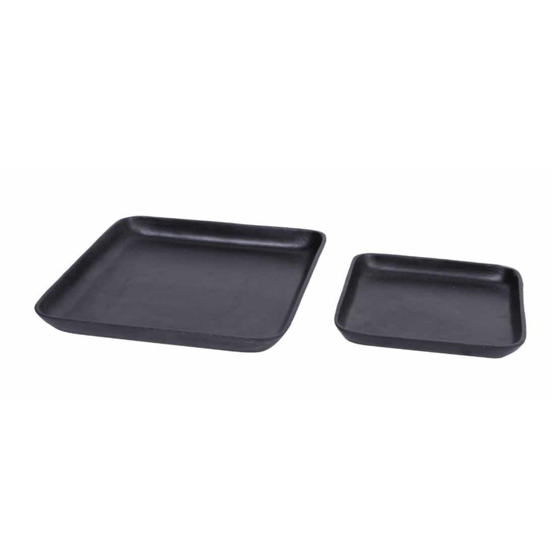 DHOTI SQUARE TRAY ALUMINIUM BLACK 25x25xH3cm IN