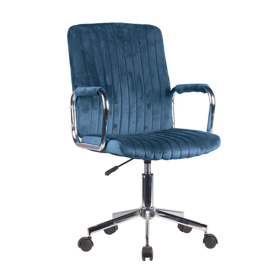 GLAM CHAIR DESK VELVET WATER BLUE METAL BASE CHROME 52x64xH93/103cm E1 PRC