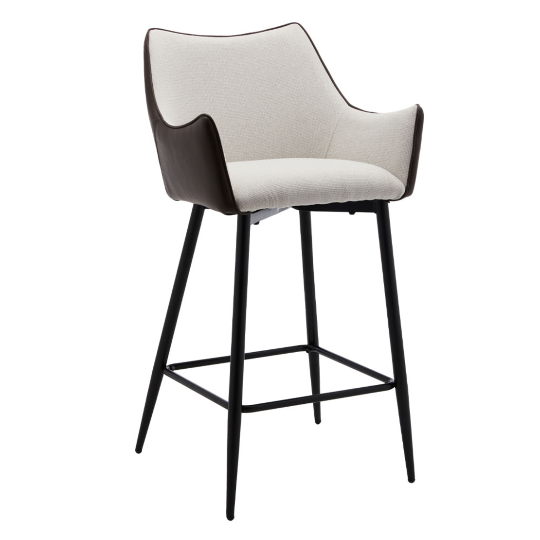 MALONE STOOL BAR EASY CLEAN FABRIC GREY LIGHT BROWN DARK METAL BLACK E1 PRC