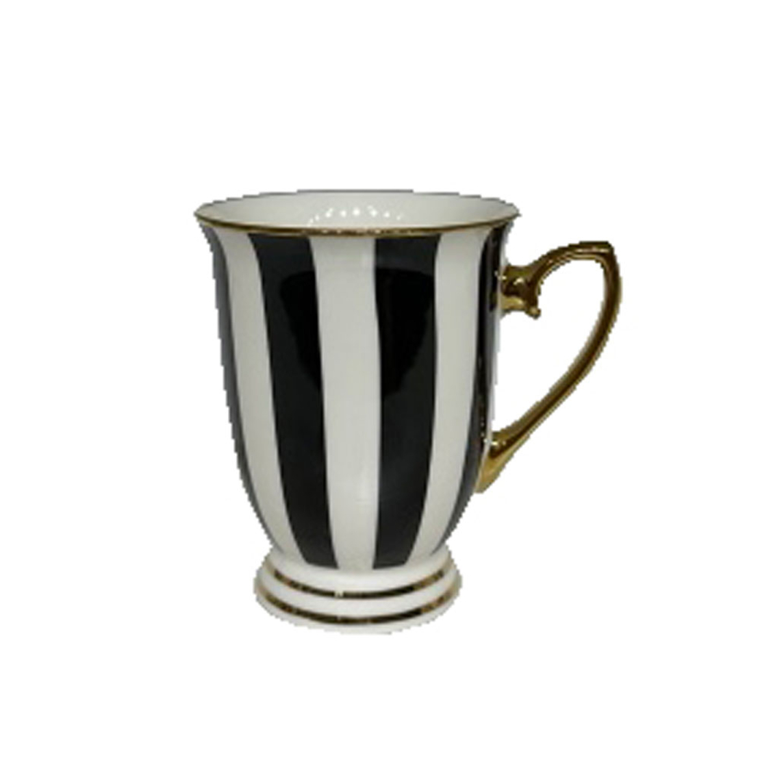 BRITISH MUG NEW BONE CHINA WHITE BLACK GOLD D8,5xH