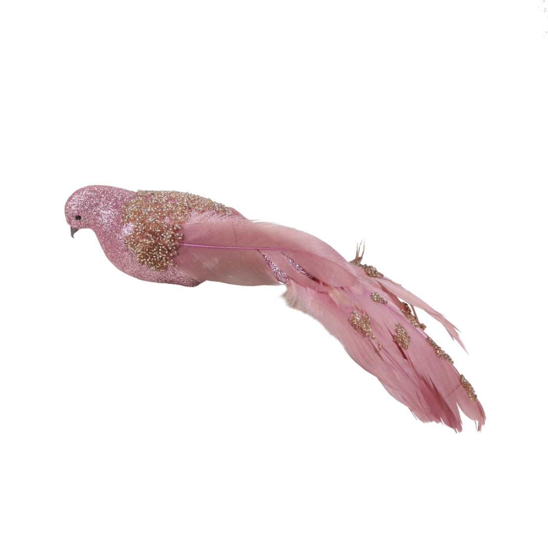 XMAS PIXIE BIRD BIRD POLYFOAM FABRIC PINK 32cm PRC