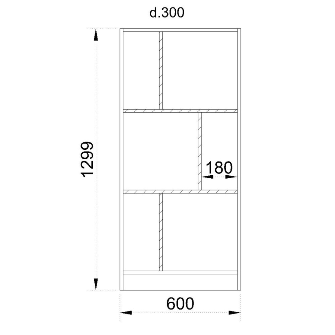 MAZE 4 60 BOOKCASE SHORT MELAMINE SONOMA GREY DARK 60x30xH130cm E1 EU