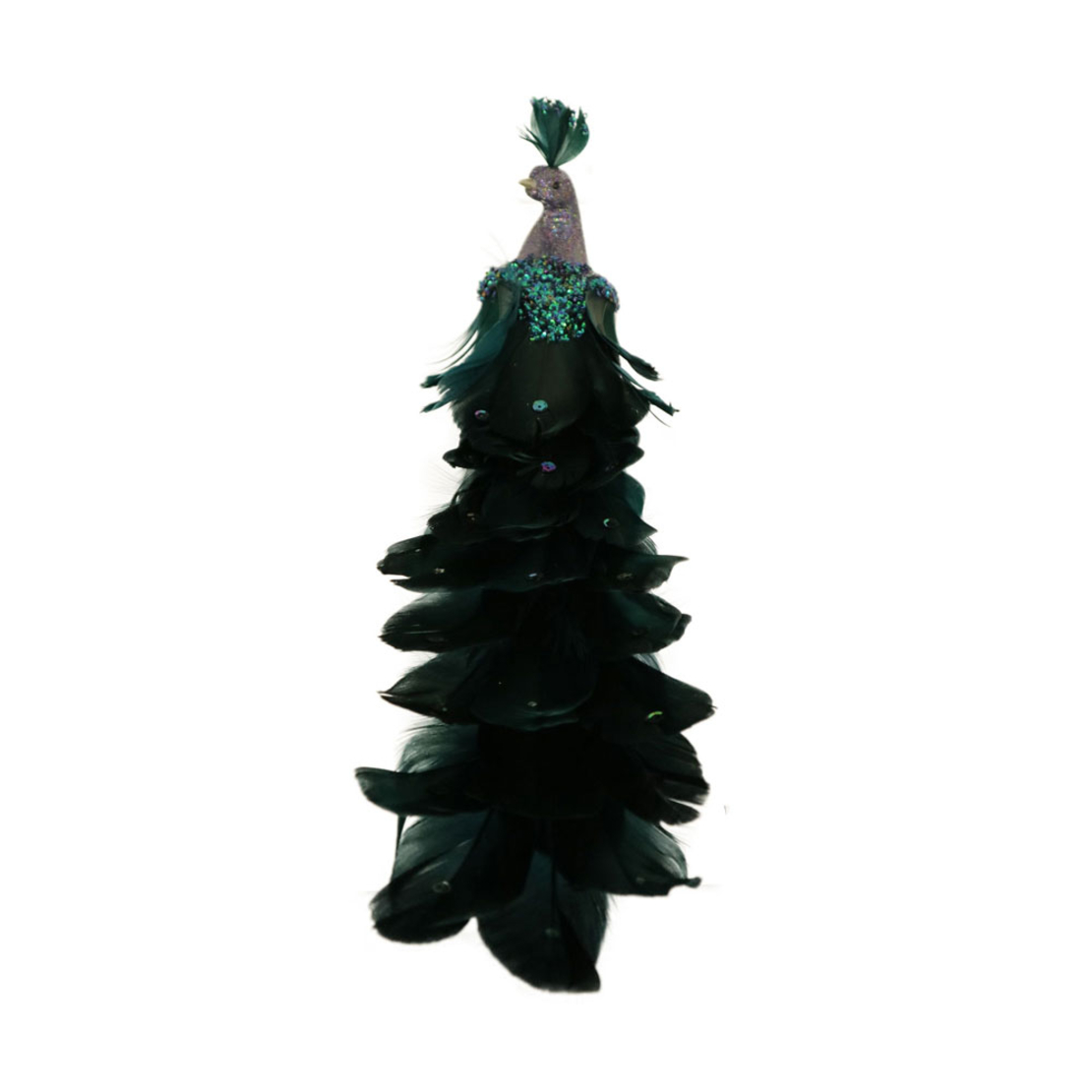 XMAS MIDNIGHT PEACOCK DECO POLYFOAM FEATHER PETROL
