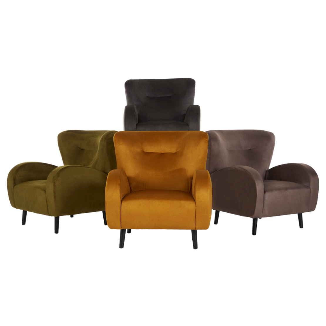 ONE ONLY ARMCHAIR FABRIC GREY WOOD BLACK E1 PRC