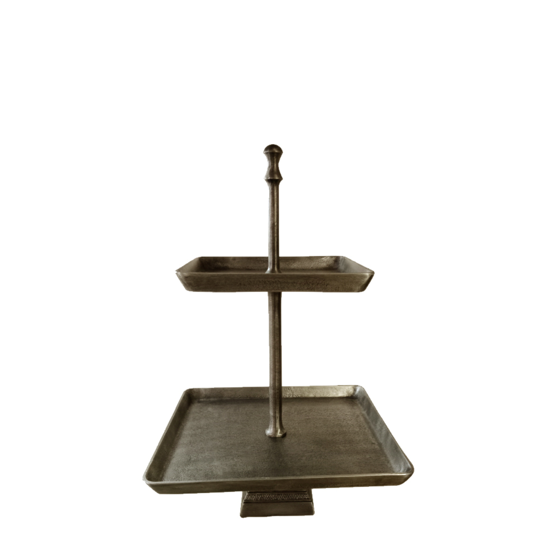 LITH STAND 2LEVELS ALUMINIUM GOLD ANTIQUE 36x36xH5