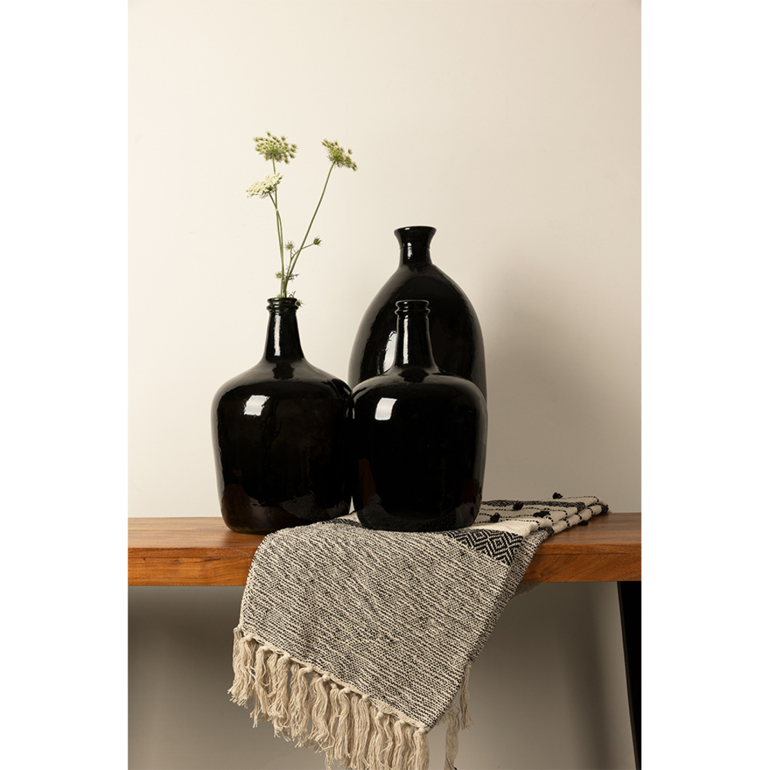 STARLESS SKY BOTTLE RECYCLED GLASS BLACK D24,5xH40