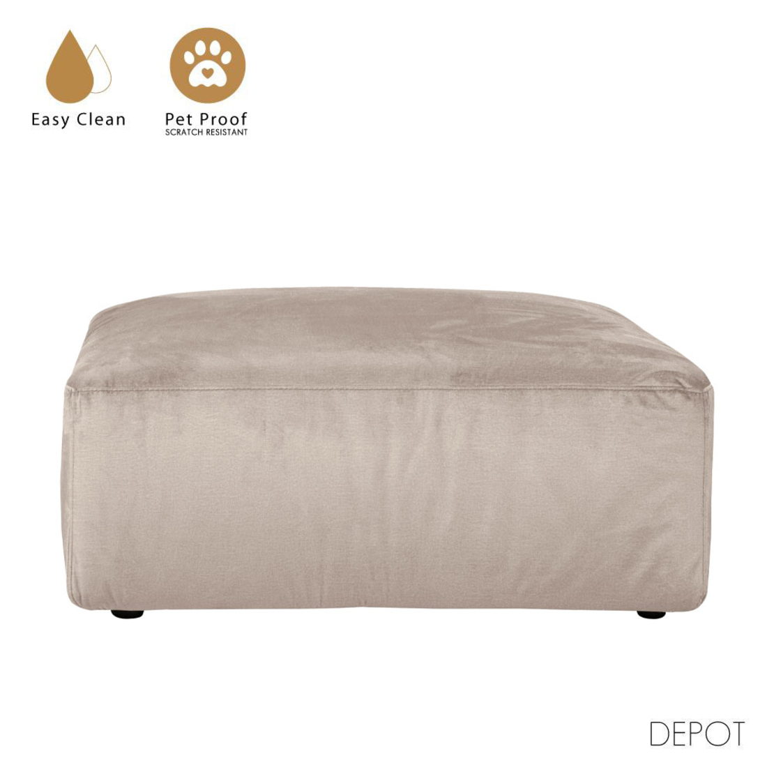 BOX STOOL EASY CLEAN FABRIC BEIGE E1 EU