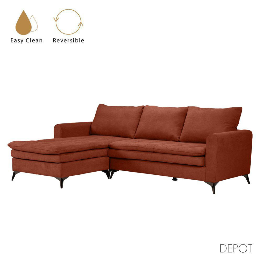 SCANDALO SOFA REVERSABLE CORNER EASY CLEAN FABRIC TERRACOTTA E1 EU
