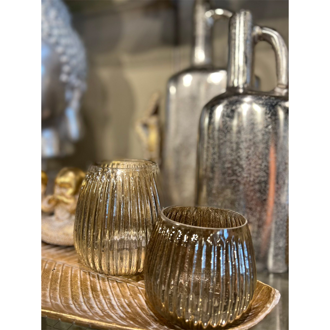 ATHENA BASE FOR CANDLE GLASS GOLD D9xH10cm IN