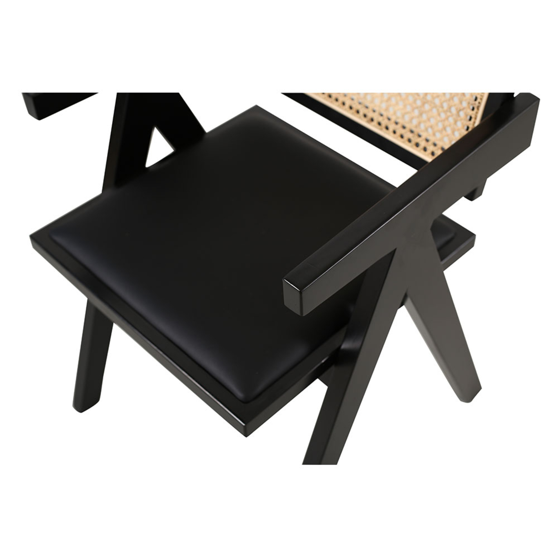 SAMURAI CHAIR WOOD RUBBERWOOD BLACK NATURAL RATTAN PRC