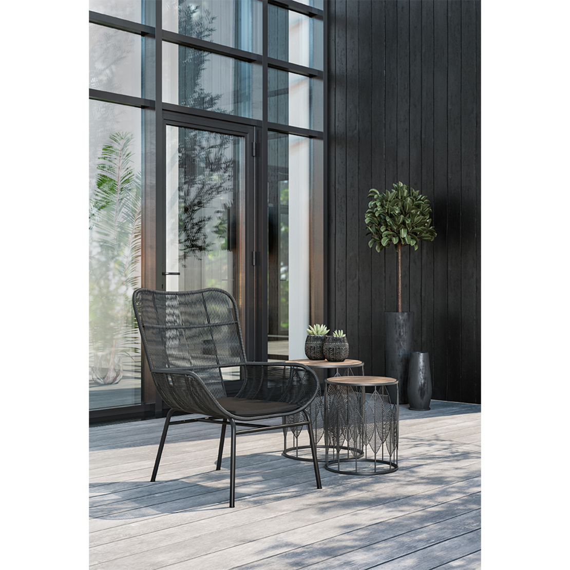 NERA ARMCHAIR PE WOVEN BLACK BLACK 65x70xH94cm PRC