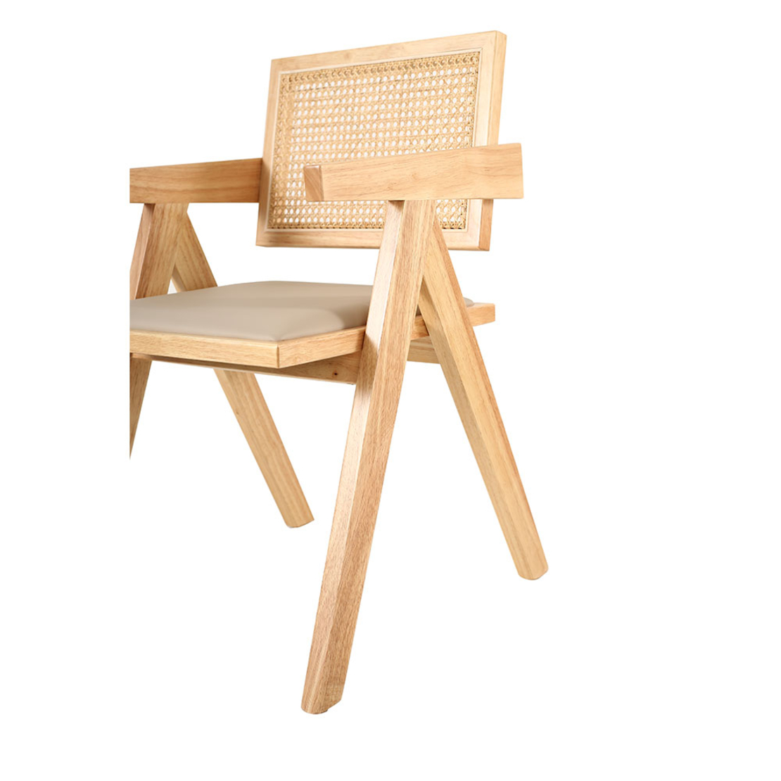 SAMURAI CHAIR WOOD RUBBERWOOD NATURAL BEIGE RATTAN PRC