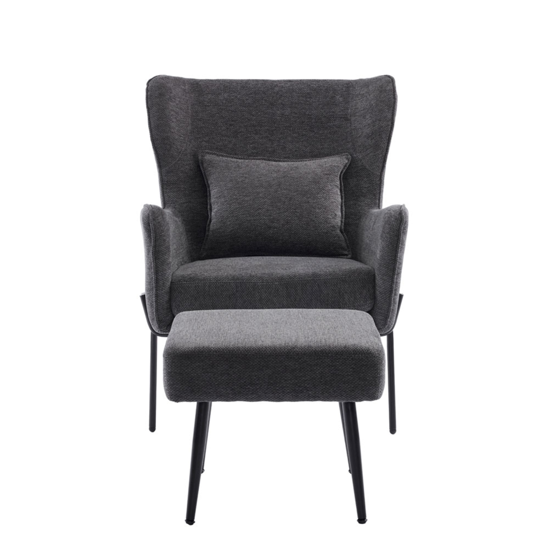 CHILLOUT ARMCHAIR FABRIC GREY DARK METAL BLACK PRC