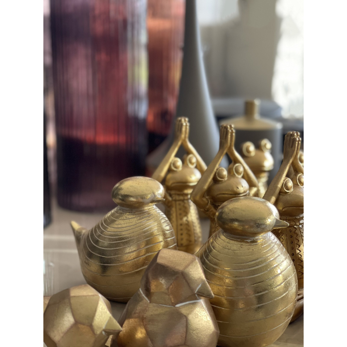 GORRION 4 DECO BIRD POLYRESIN GOLD 13,3x9,8xH14,3c