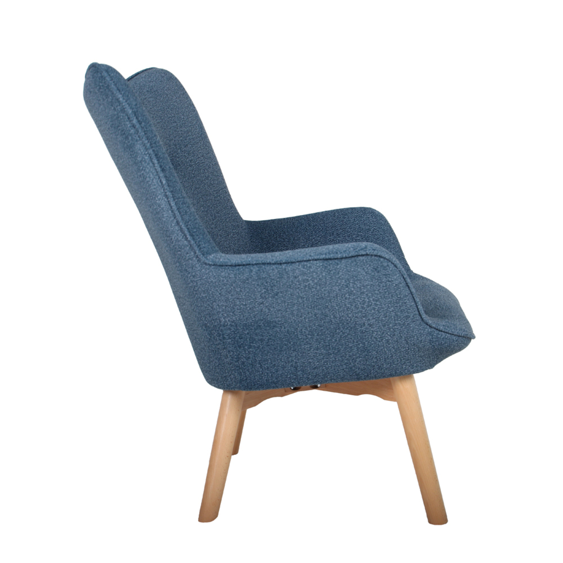 NAVONA ARMCHAIR FABRIC PETROL WOOD NATURAL E1 PRC