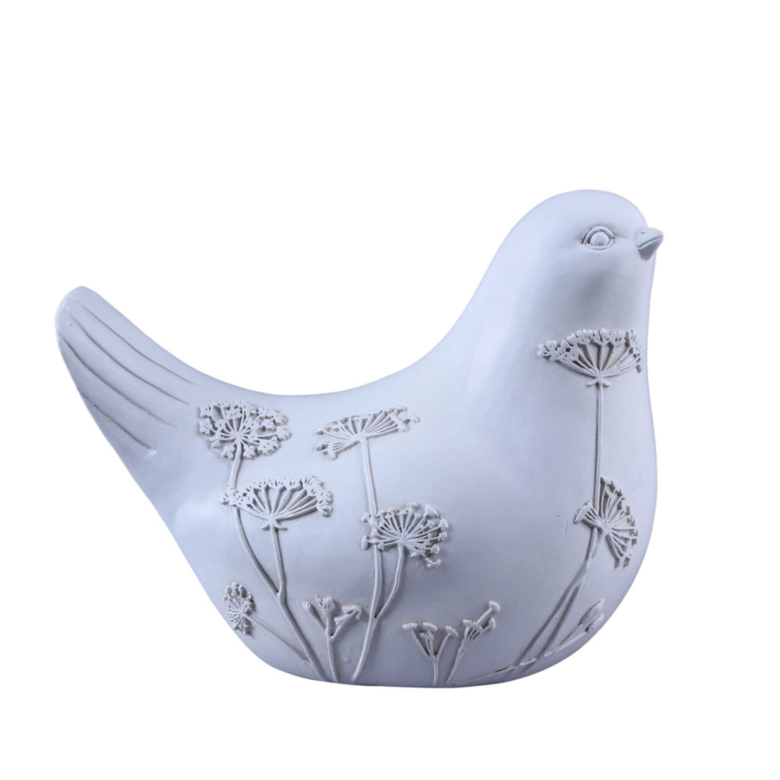 CALIS DECO BIRD POLYRESIN WHITE BEIGE 22x13xH17cm