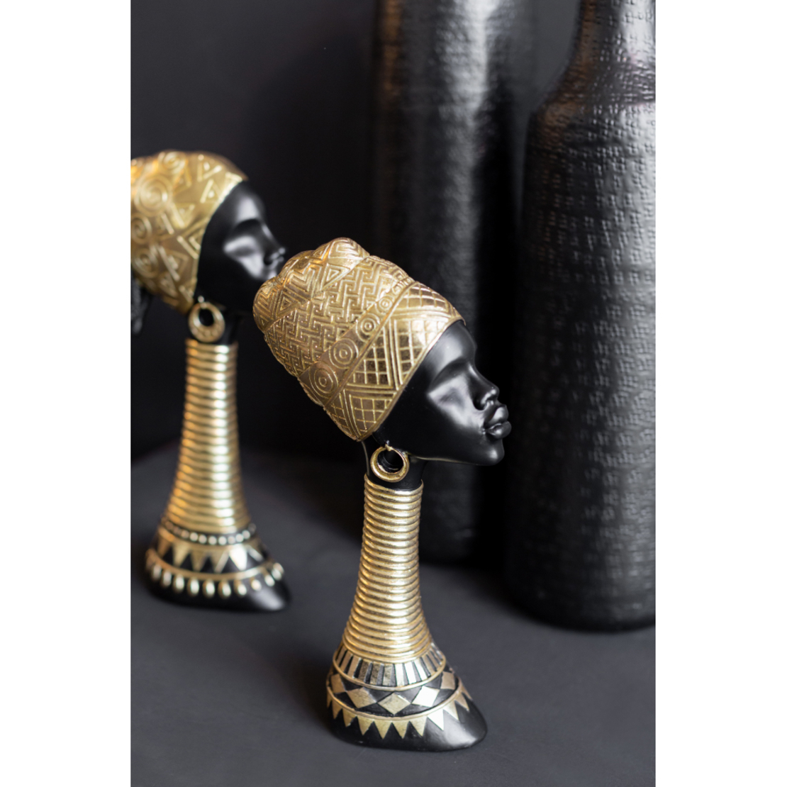 ABENI 1 DECO FIGURE POLYRESIN BLACK GOLD 15,2x7,3x
