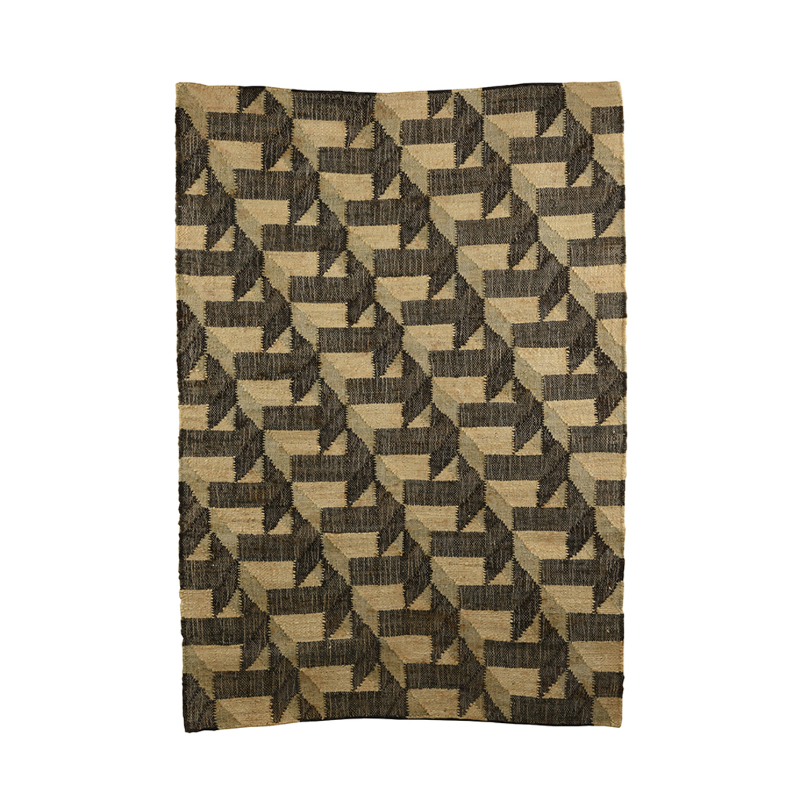 WOOL CARPET JUTE NATURAL BLACK 120x180 IN