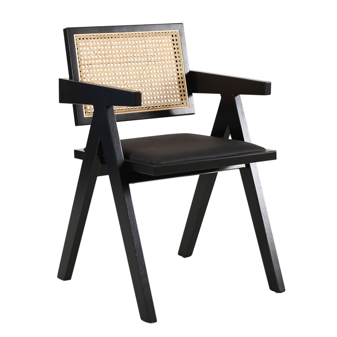 SAMURAI CHAIR WOOD RUBBERWOOD BLACK NATURAL RATTAN PRC