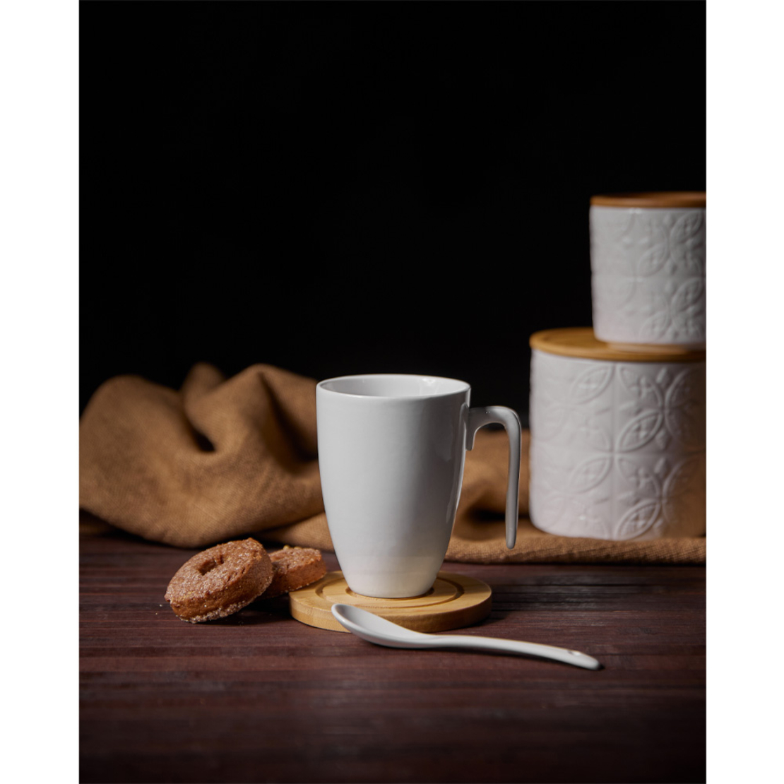 CURVE MUG SET 2PCS PORCELAIN BAMBOO WHITE NATURAL