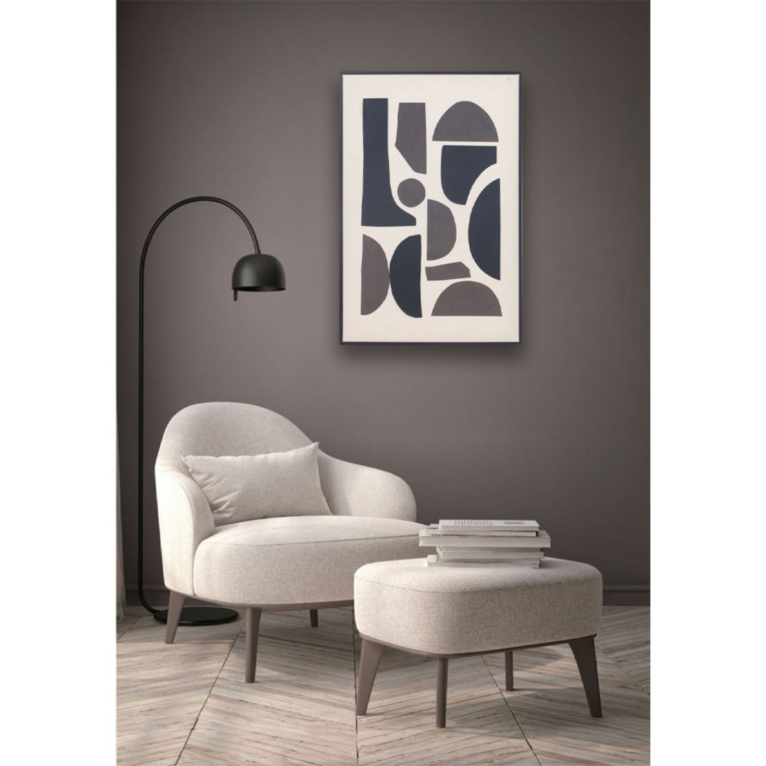 POSITIVE VIBES PAINTING DECORATIVE 60x90x4 LINEN WHITE BLACK WOOD BLACK