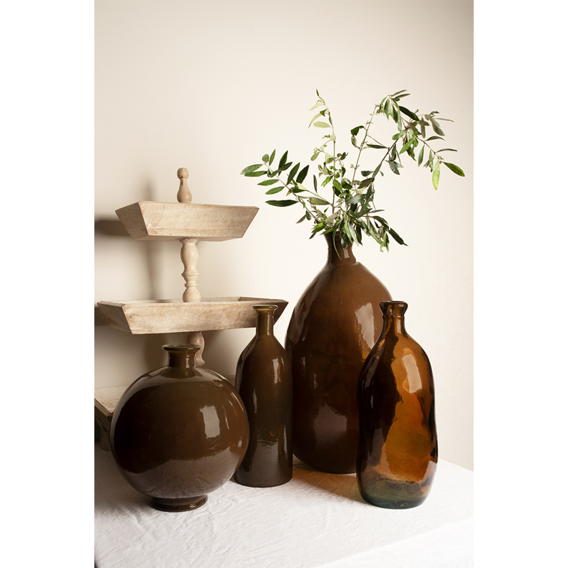 CRUSHED CARAMEL BOTTLE RECYCLED GLASS CARAMEL D12x