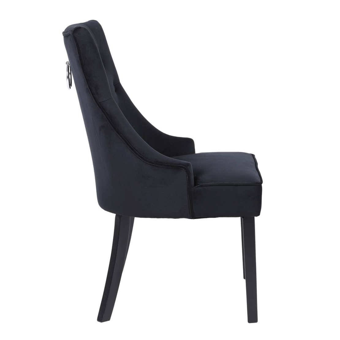 VERONA CHAIR WITH METAL RING FABRIC BLACK WOOD PIN