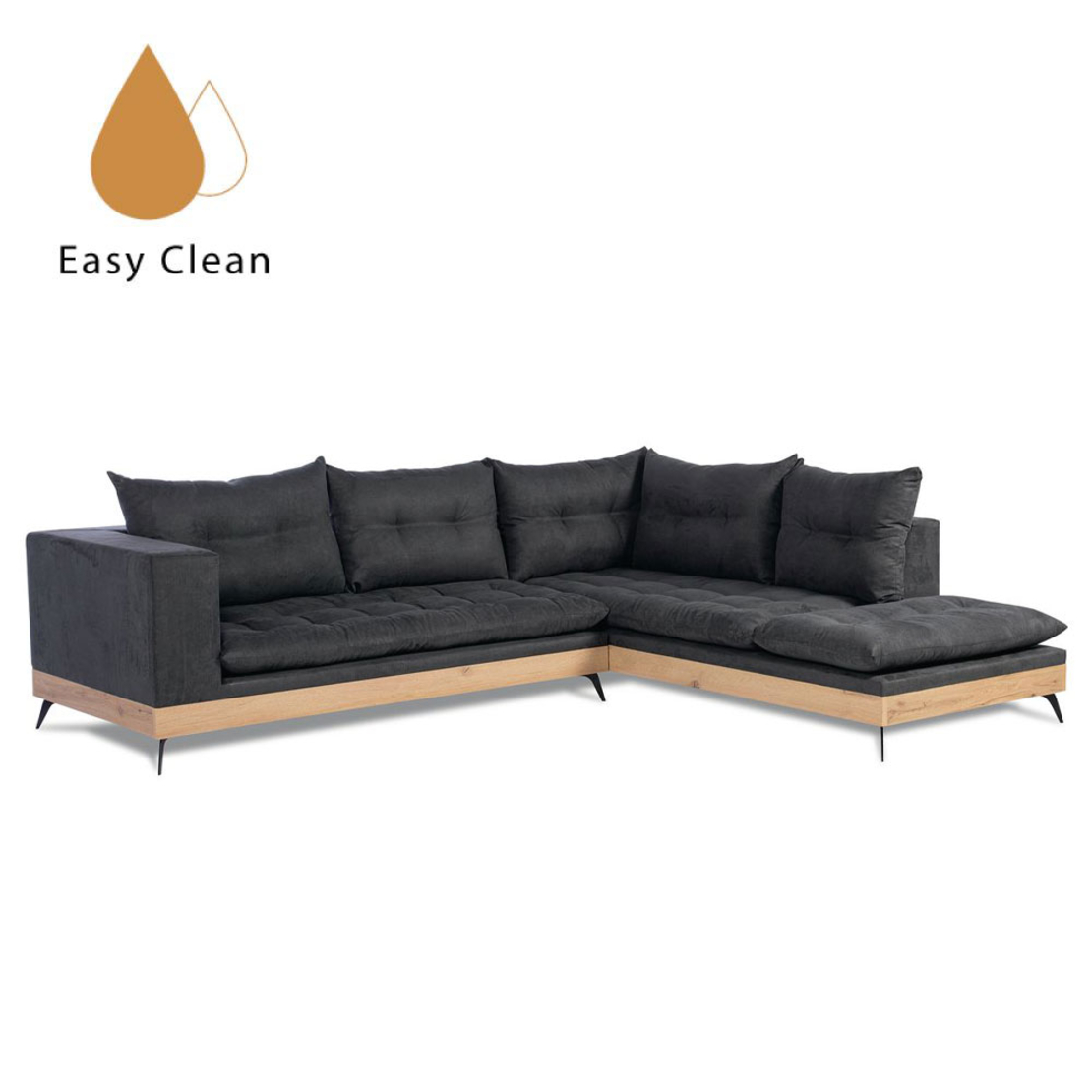 LEGNO SOFA CORNER RIGHT EASY CLEAN FABRIC ANTHRACITE POLO1322 E1 GR