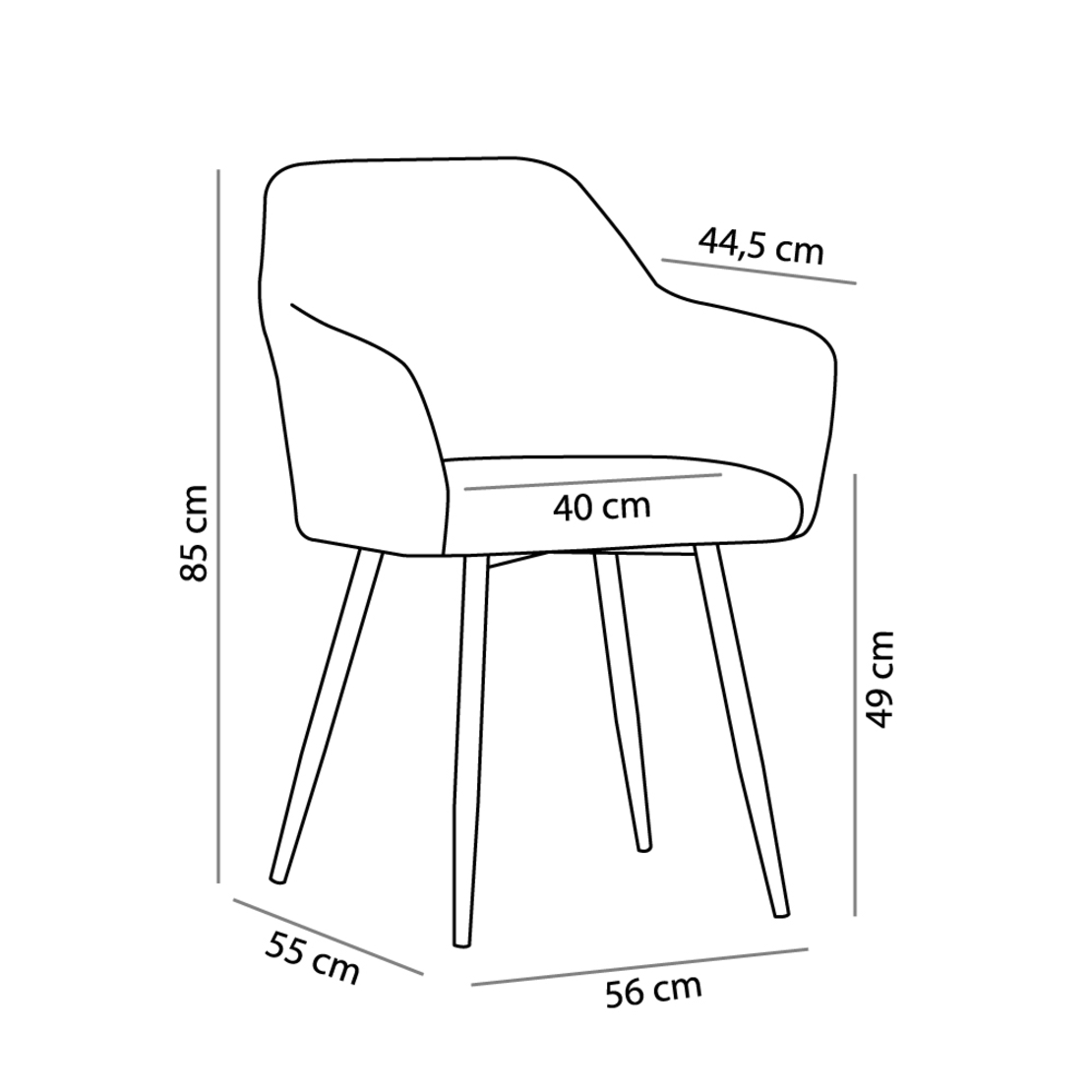SAVVY CHAIR FABRIC GREY LIGHT METAL BLACK PRC