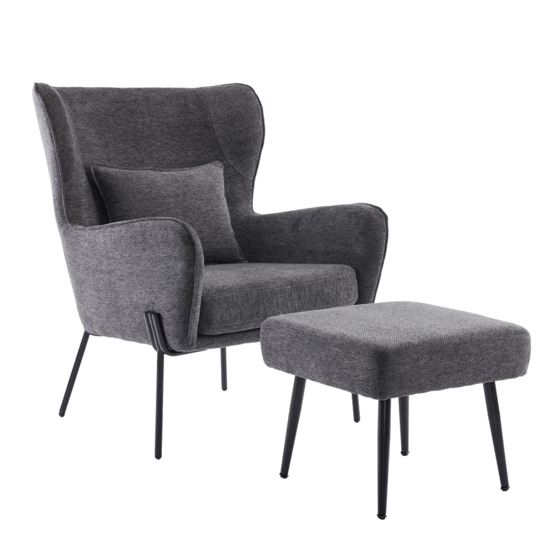 CHILLOUT ARMCHAIR FABRIC GREY DARK METAL BLACK PRC