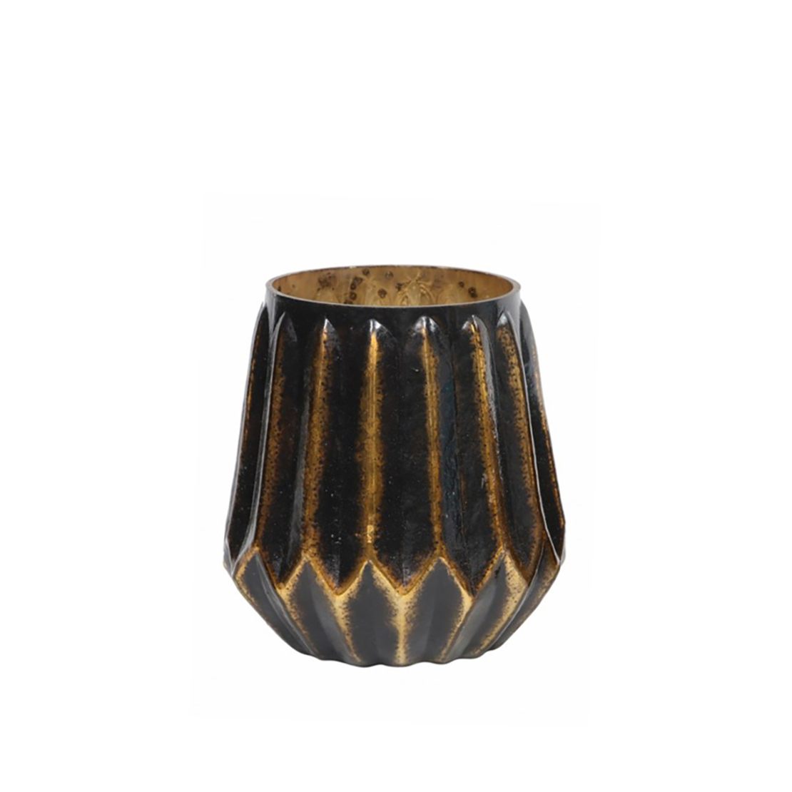 KOMUSH BASE FOR CANDLE GLASS BLACK GOLD D13,5xH16c