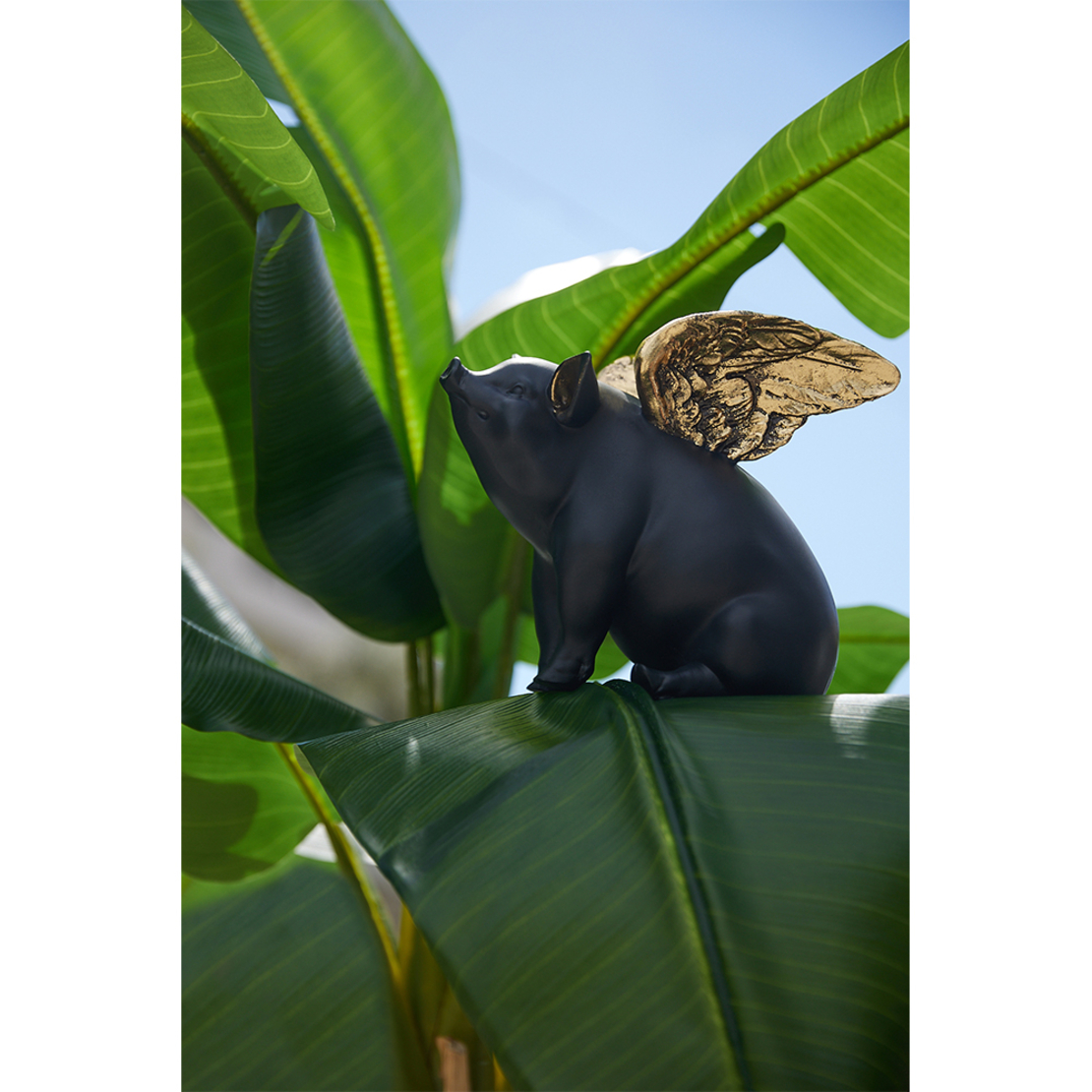 PIGGY DECO PIG POLYRESIN BLACK GOLD 26x17xH22,5cm