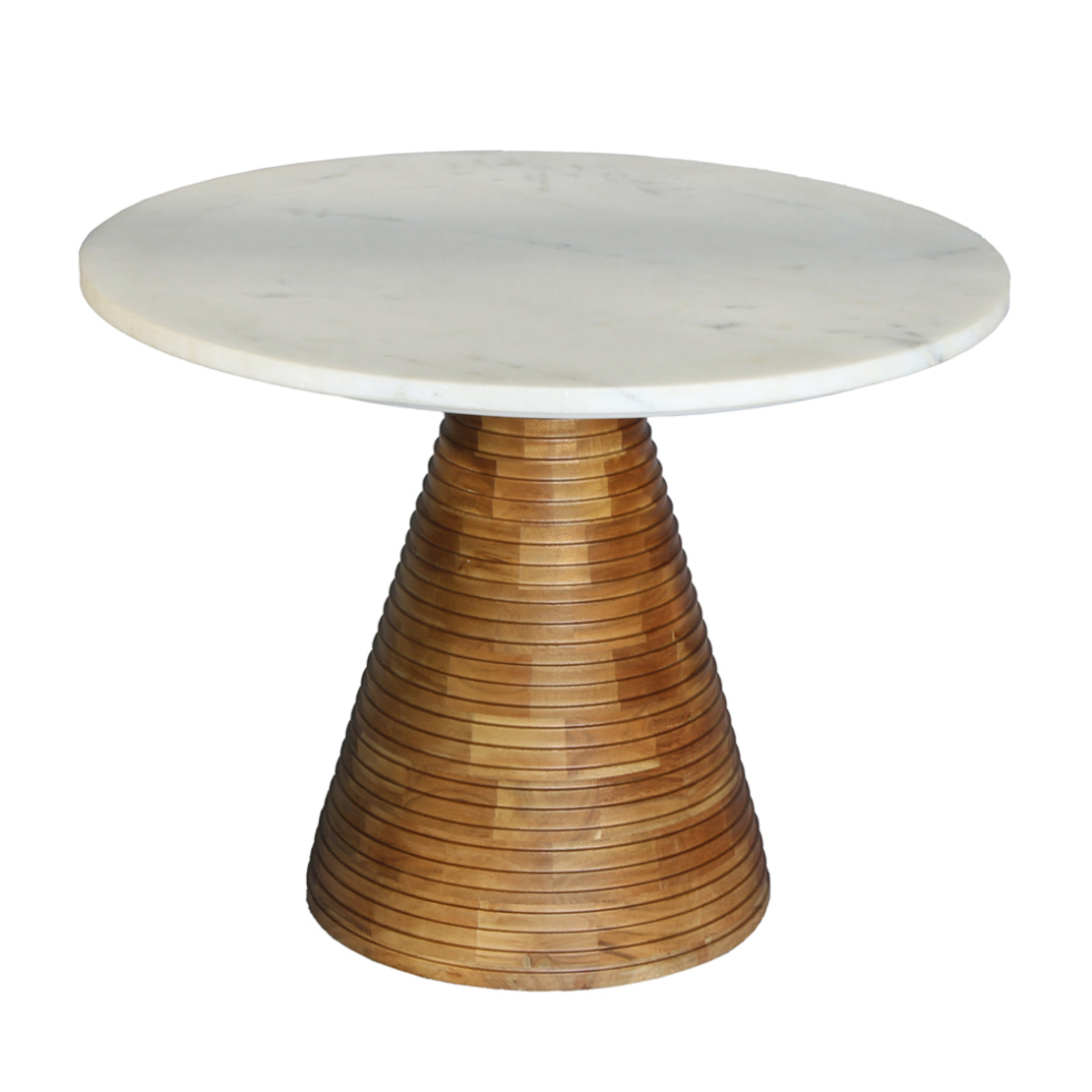 SAVOA SIDE TABLE MARBLE WHITE WOOD ACACIA WALNUT 60x60xH45cm IN