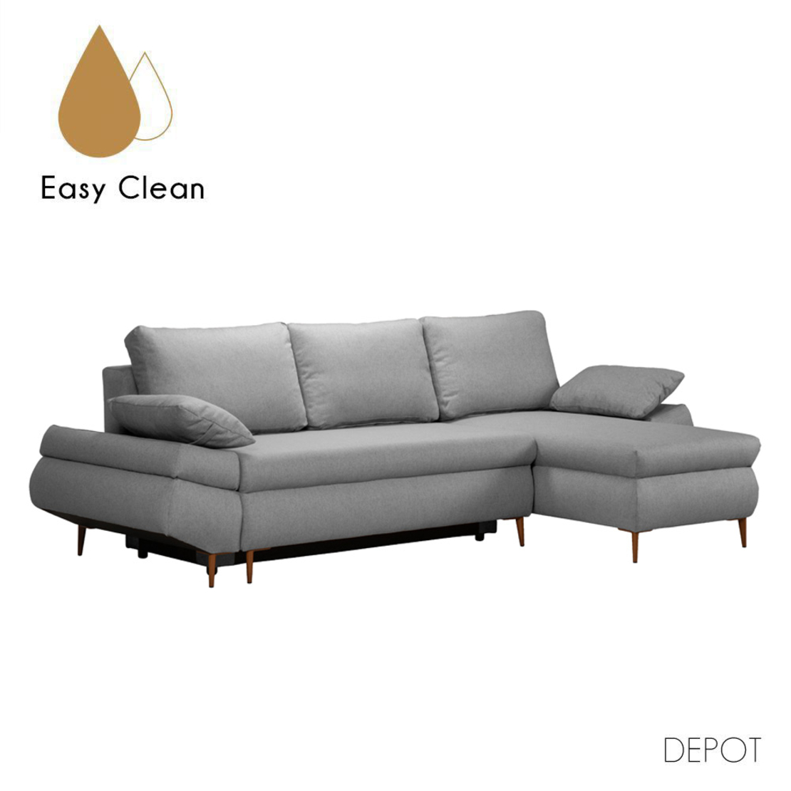 JACOB SOFA BED CORNER RIGHT EASY CLEAN FABRIC GREY E1 EU