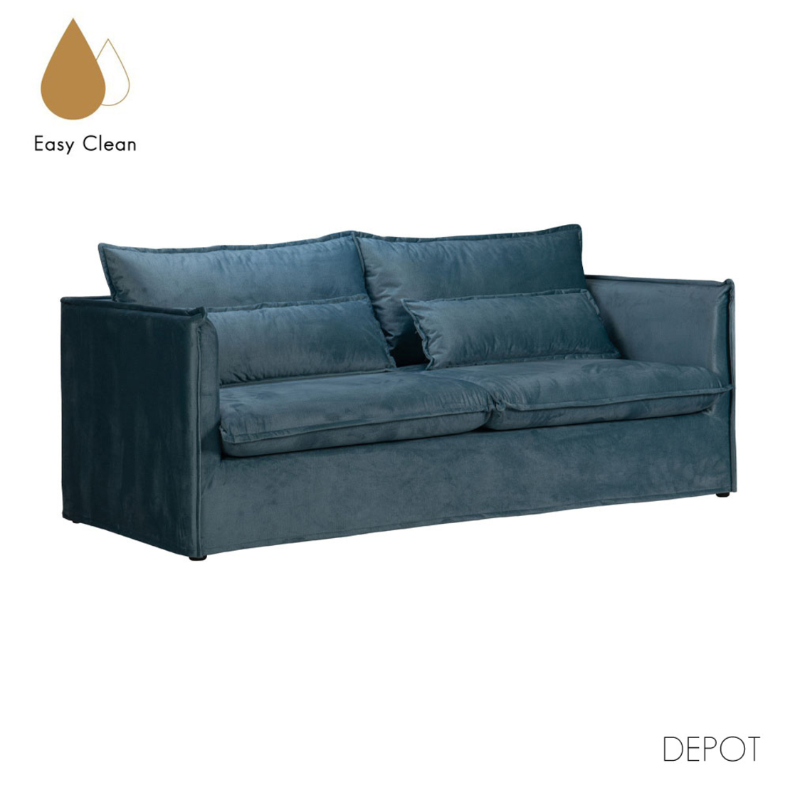 ONE ONLY SOFA 3SEAT REMOVABLE COVER EASY CLEAN FABRIC BLUE LIGHT DARK E1 EU