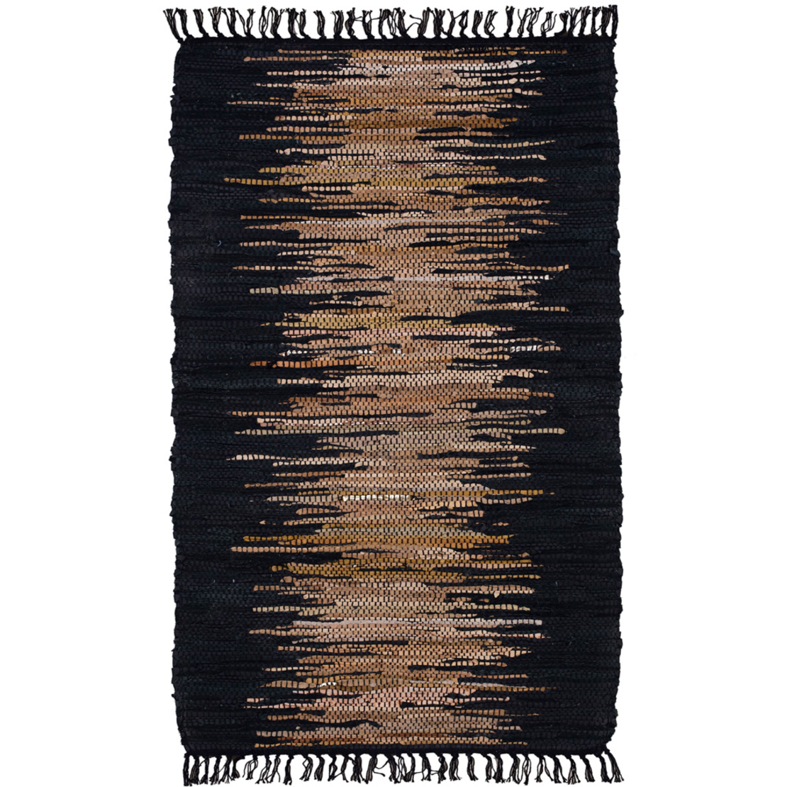 TERRA CARPET LEATHER BLACK BEIGE 60x90cm IN