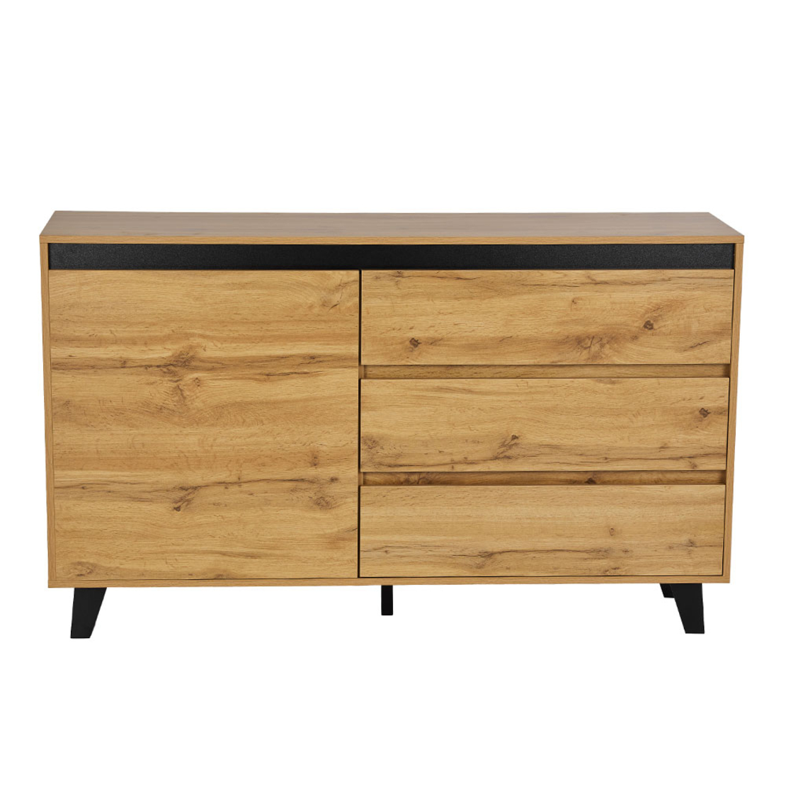 ARABICA SIDEBOARD CHIPBOARD WITH MELAMINE SONOMA BLACK METAL BLACK 138x38xH83cm E1 PRC