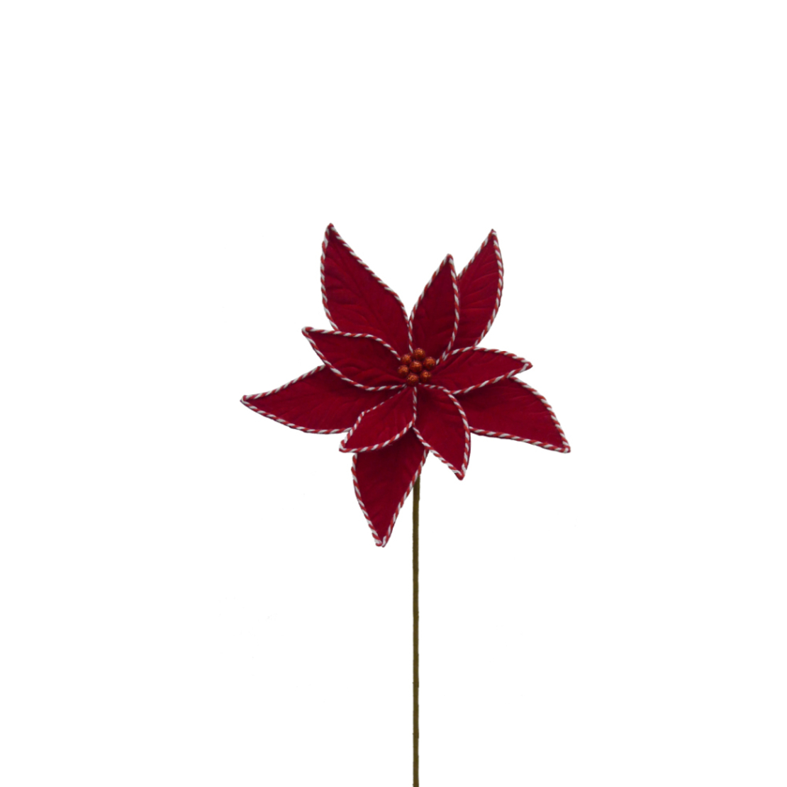 XMAS AMARYLLIS FLOWER POLYESTER RED WHITE D40cm PR