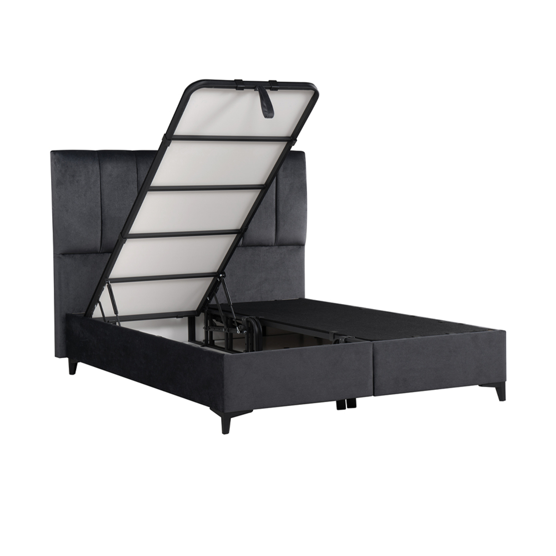 STICKS BED WITH STORAGE (FOR MATTRESS 160x200cm) VELVET GREY 26-911 E1 TR