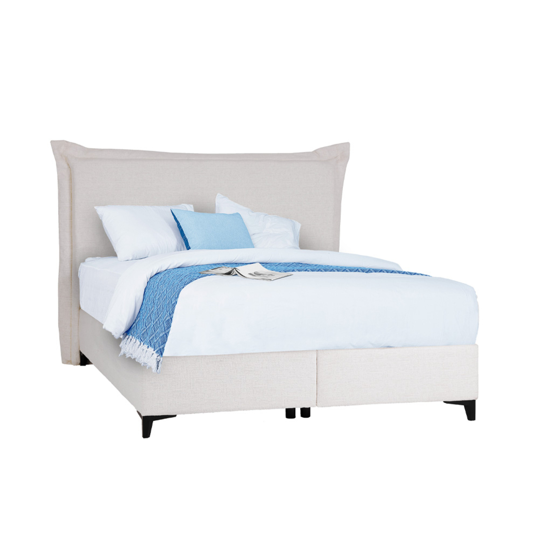 LONGWAVE BED WITH STORAGE (FOR MATTRESS 160x200cm) FABRIC OFF WHITE 06-900 E1 TR