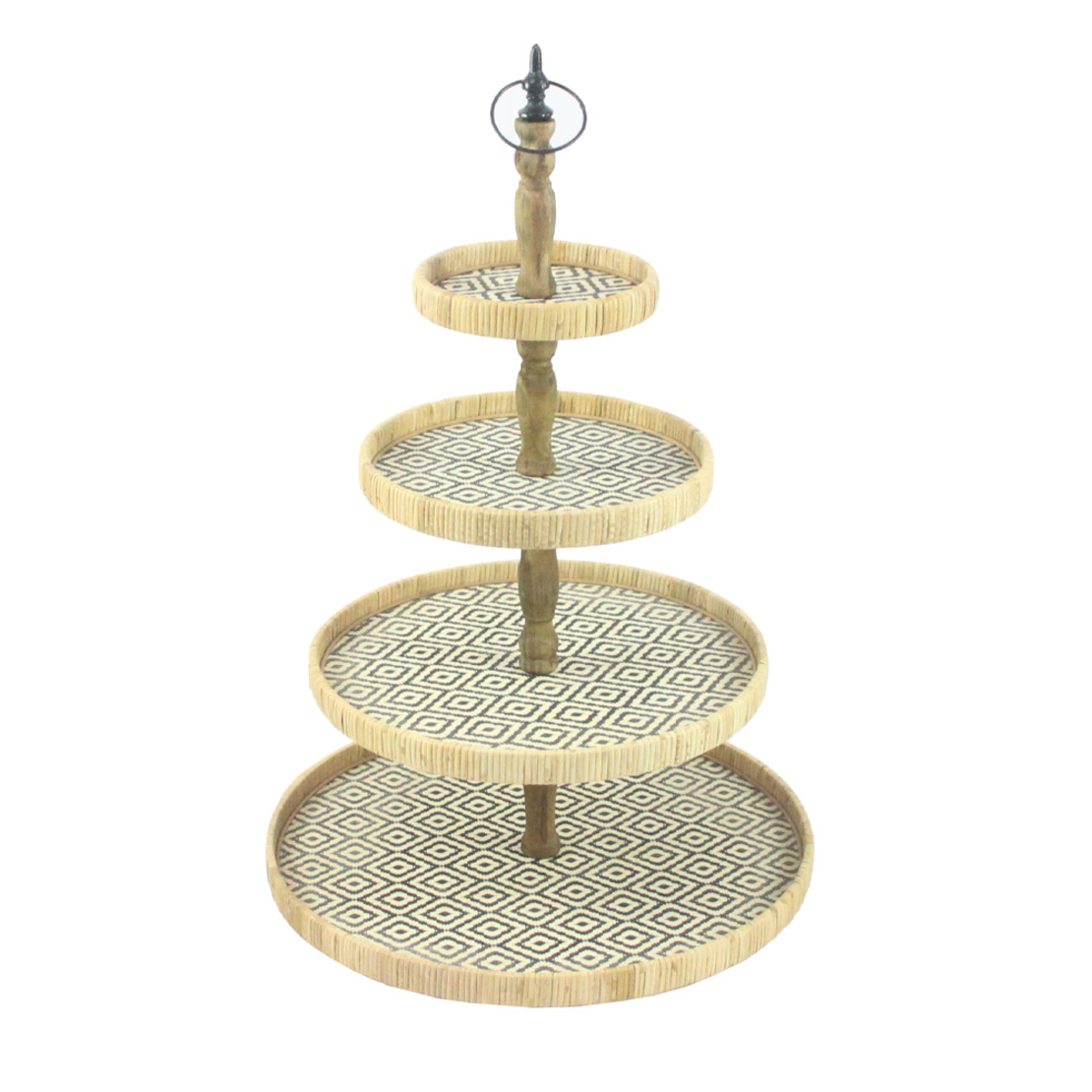 RIBBONS STAND 4 TIER 50x50x76 RATTAN NATURAL BLACK PLYWOOD