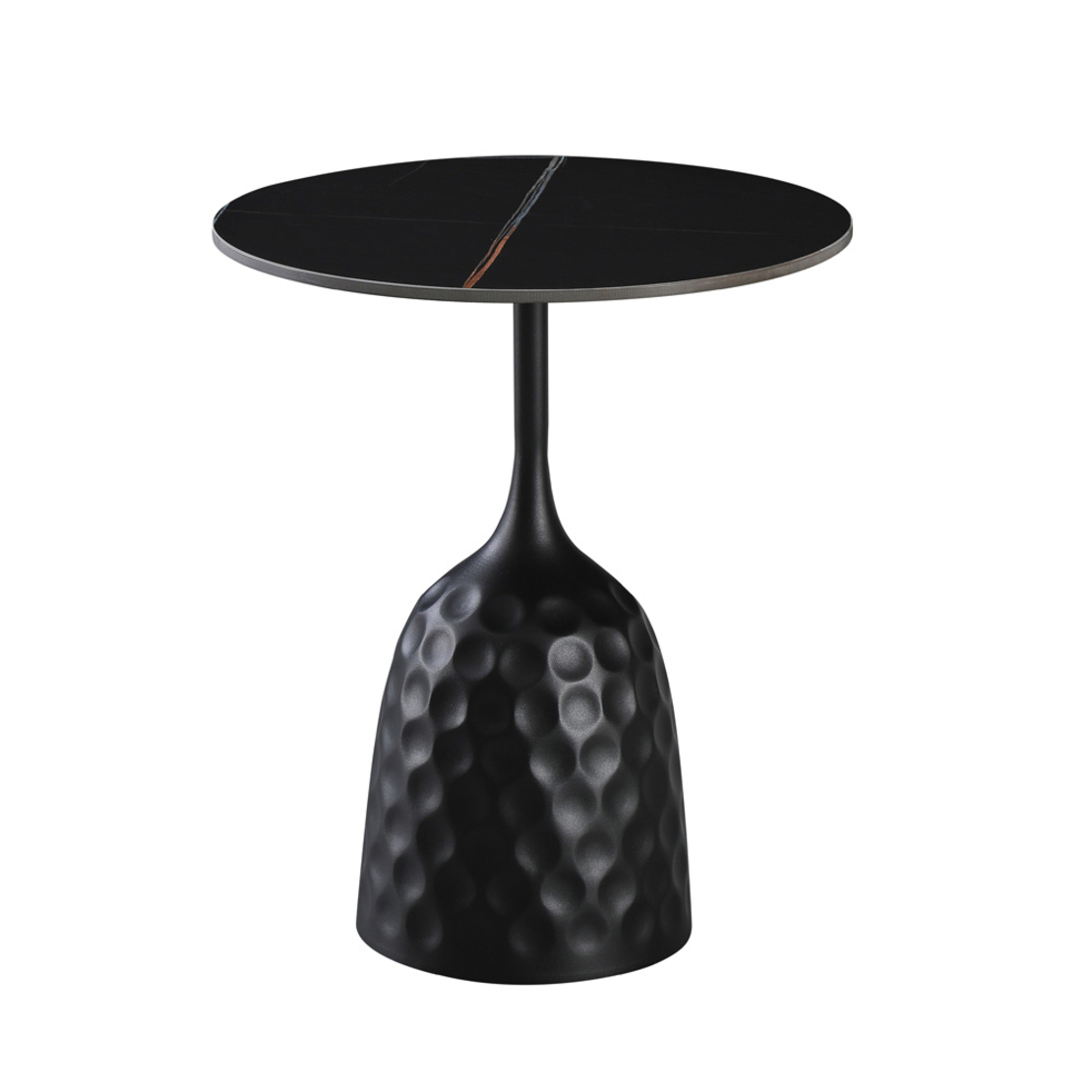 VOLCANO SIDE TABLE CERAMIC BLACK WITH MARBLE PATTE