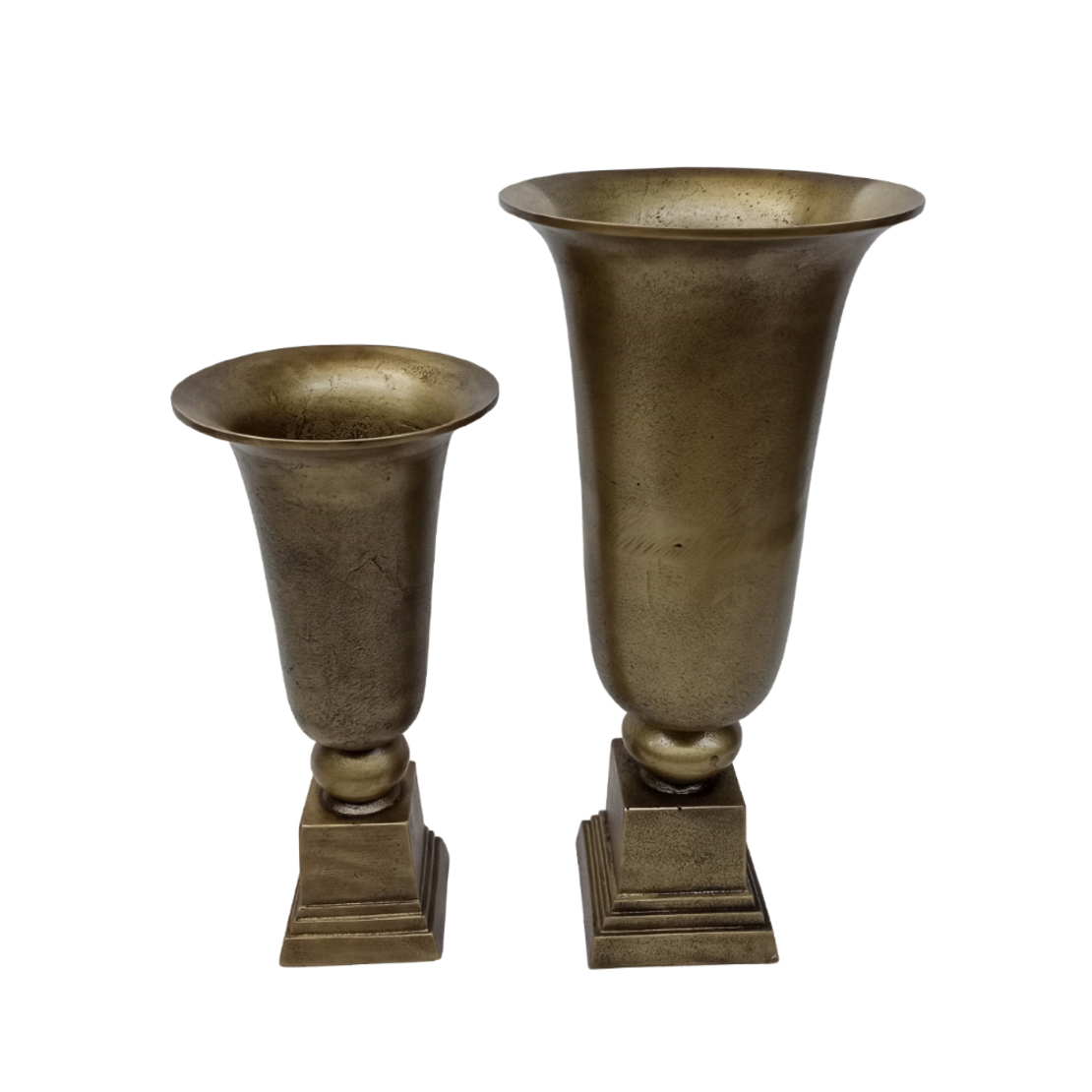 DEVI VASE SET 2PCS ALUMINIUM GOLD ANTIQUE D24_19xH