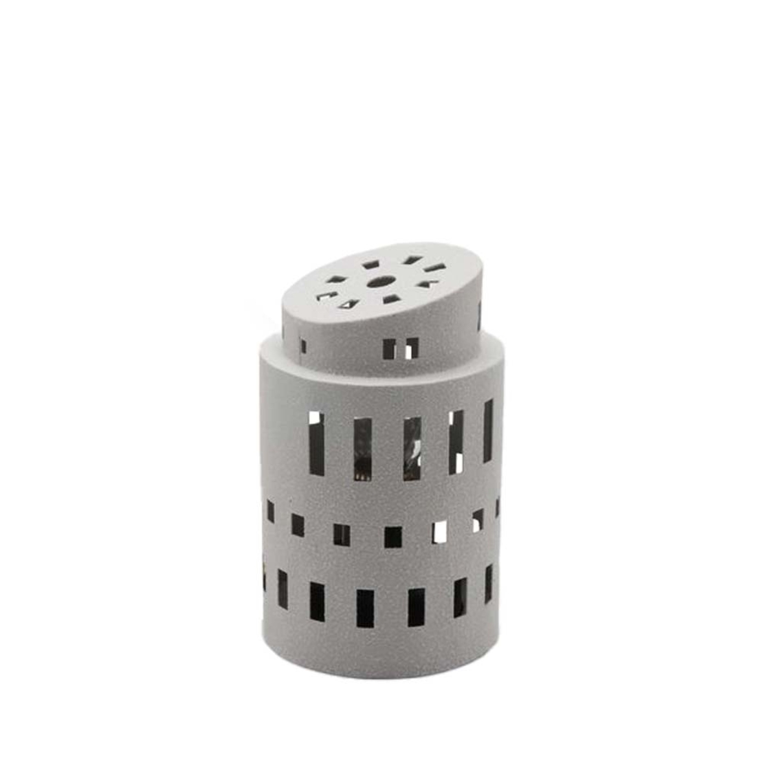 PIZA LANTERN FOR CANDLE 10.3x10.3x16.5 METAL WHITE GLASS