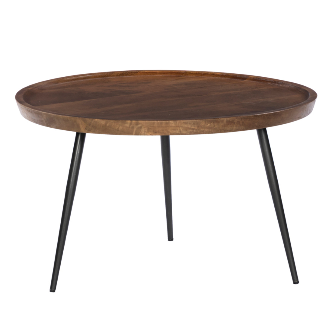 PENCIL 87 COFFEE TABLE WOOD MANGO WALNUT METAL BLACK 87x87xH45cm IN