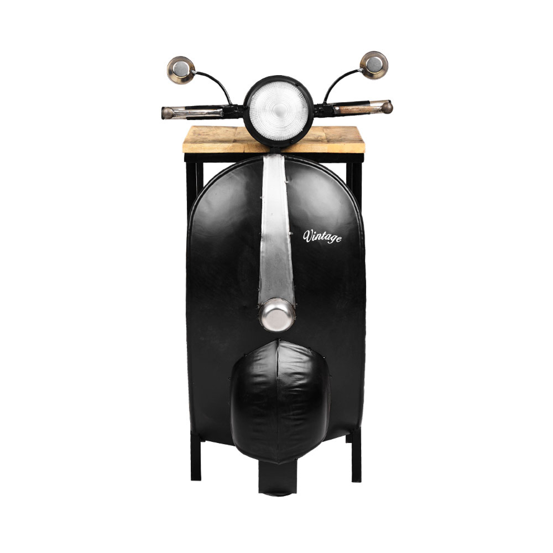MINI VESPA SIDE TABLE WITH SHELVES METAL BLACK SILVER NATURAL 61x45xH88cm IN